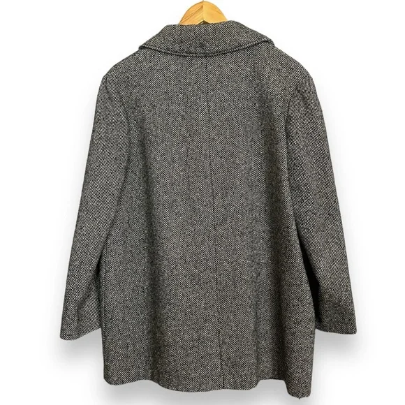 Vintage Coat Women‎ Gray Car Coat Button-Up Pockets Fall Winter Lined Classic - Picture 2 of 13